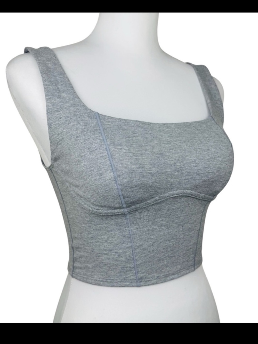 NWT PiNK Victoria's Secret All Day Cotton Longline Heather Gray Sports Bra Top - Picture 3 of 11